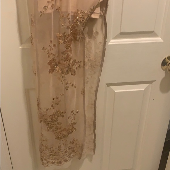 Hello Molly Rose Gold Sequin Sheer Gown With Slit - Picture 6 of 7